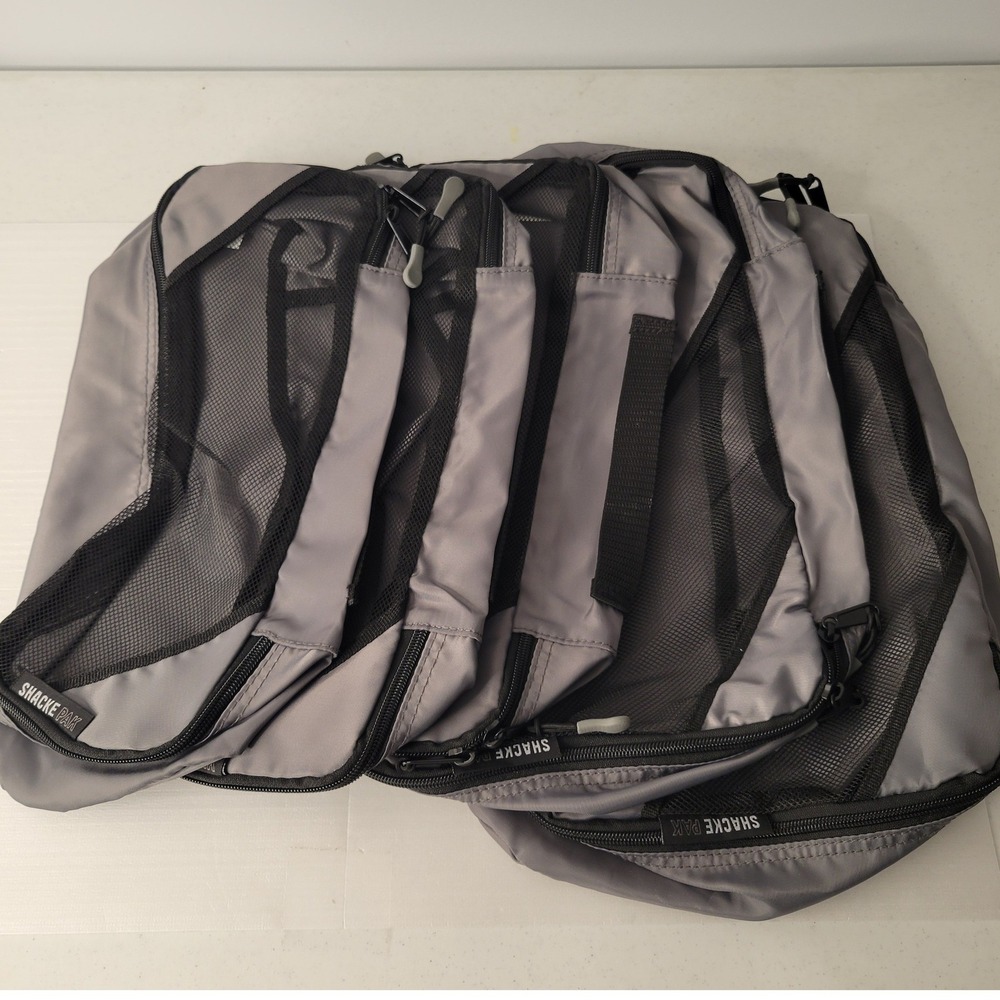 Shacke Pak Packing Cube Set 2 Large 3 Small Grey Nylon Travel Luggage Organizers